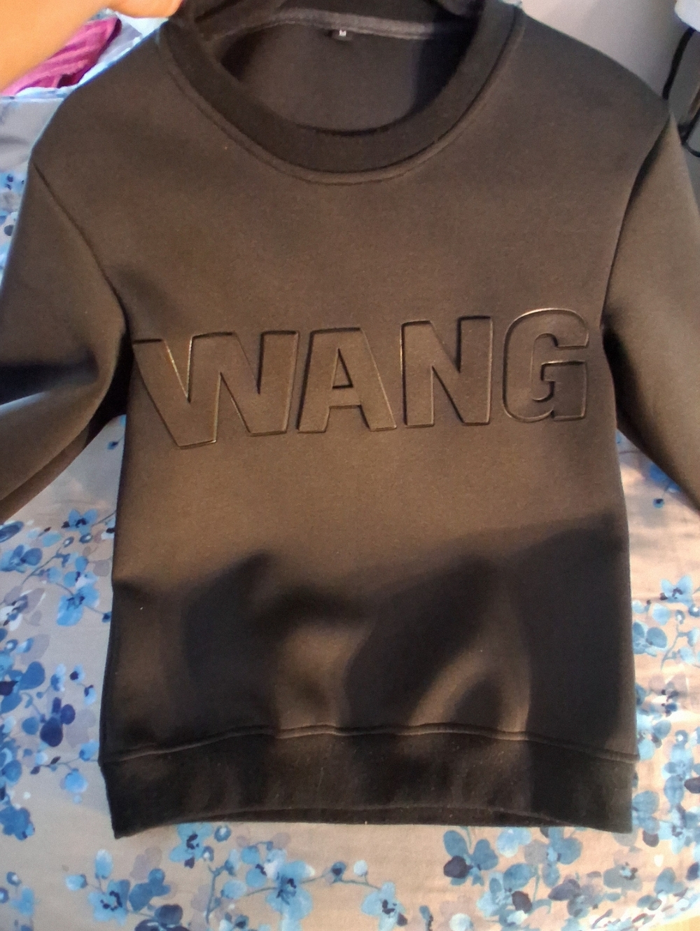 Black 'WANG' Embossed Sweatshirt